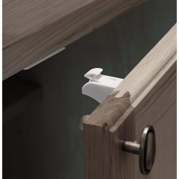 White Magnetic Child Proof Cabinet Locks with Key