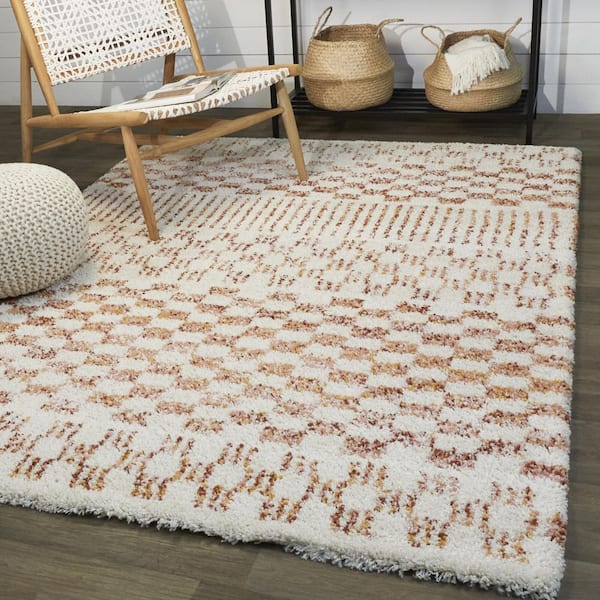 Mendieta Orange 7 ft. 10 in. x 10 ft. Geometric Area Rug
