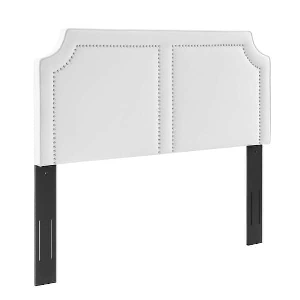 MODWAY Cynthia Performance White Velvet Full/Queen Headboard 61.5 in. W x 53.5 in. H