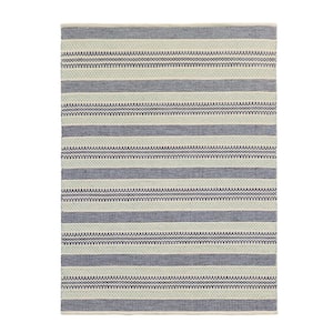 Oakdale Blue/Beige 5 ft. x 7 ft. Wool/Cotton Striped Area Rug