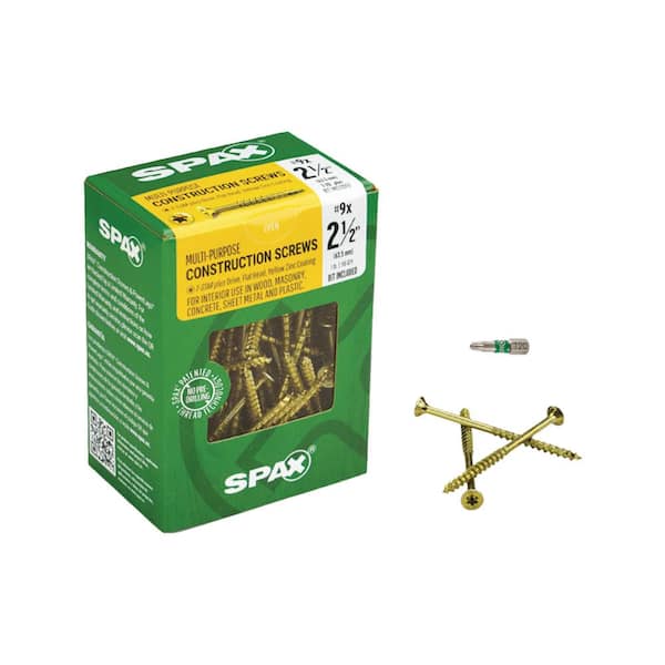 SPAX #9 x 2-1/2 in. T-Star Plus Drive Flat-Head Partial Thread Yellow Zinc Coated Multi-Material Screw (116 per Box)