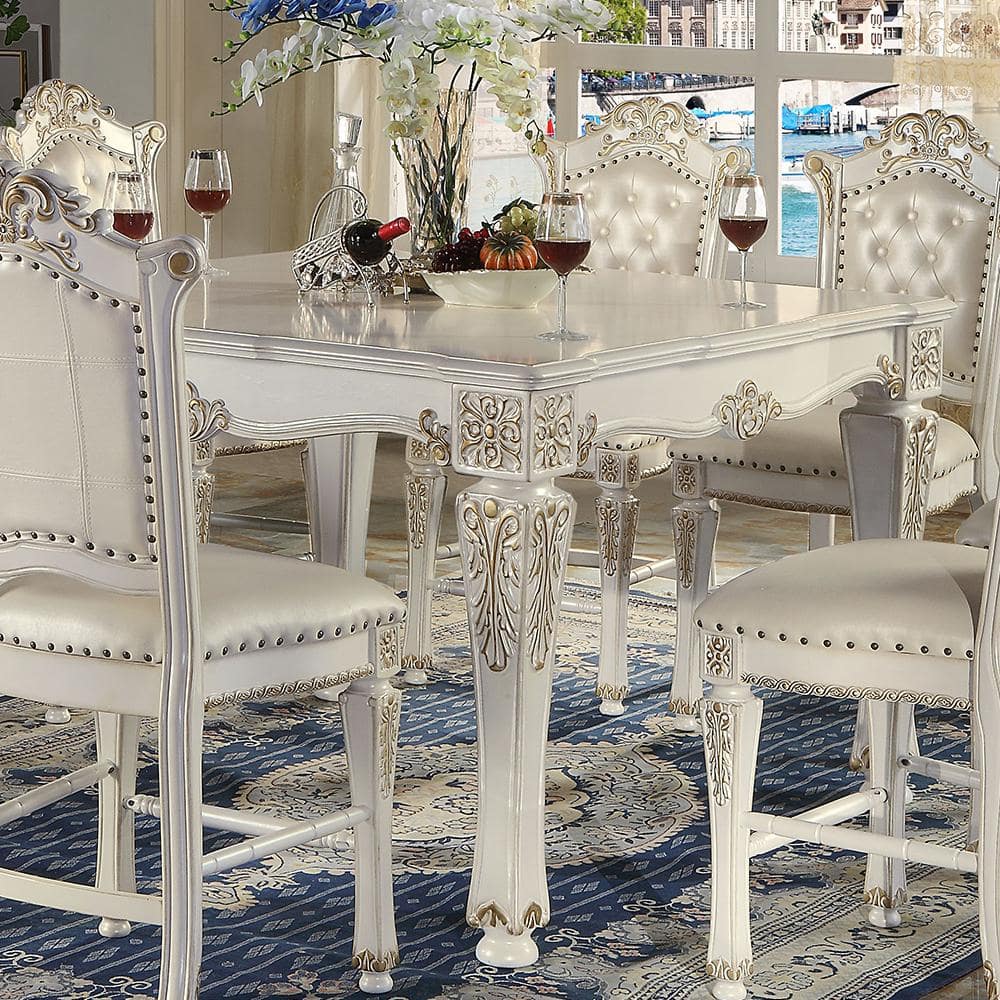 Dresden Bone White 55" Square Counter Height Dining Table