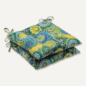 19 in. x 18.5 in. Outdoor Dining Chair Cushion in Blue/Green (Set of 2)