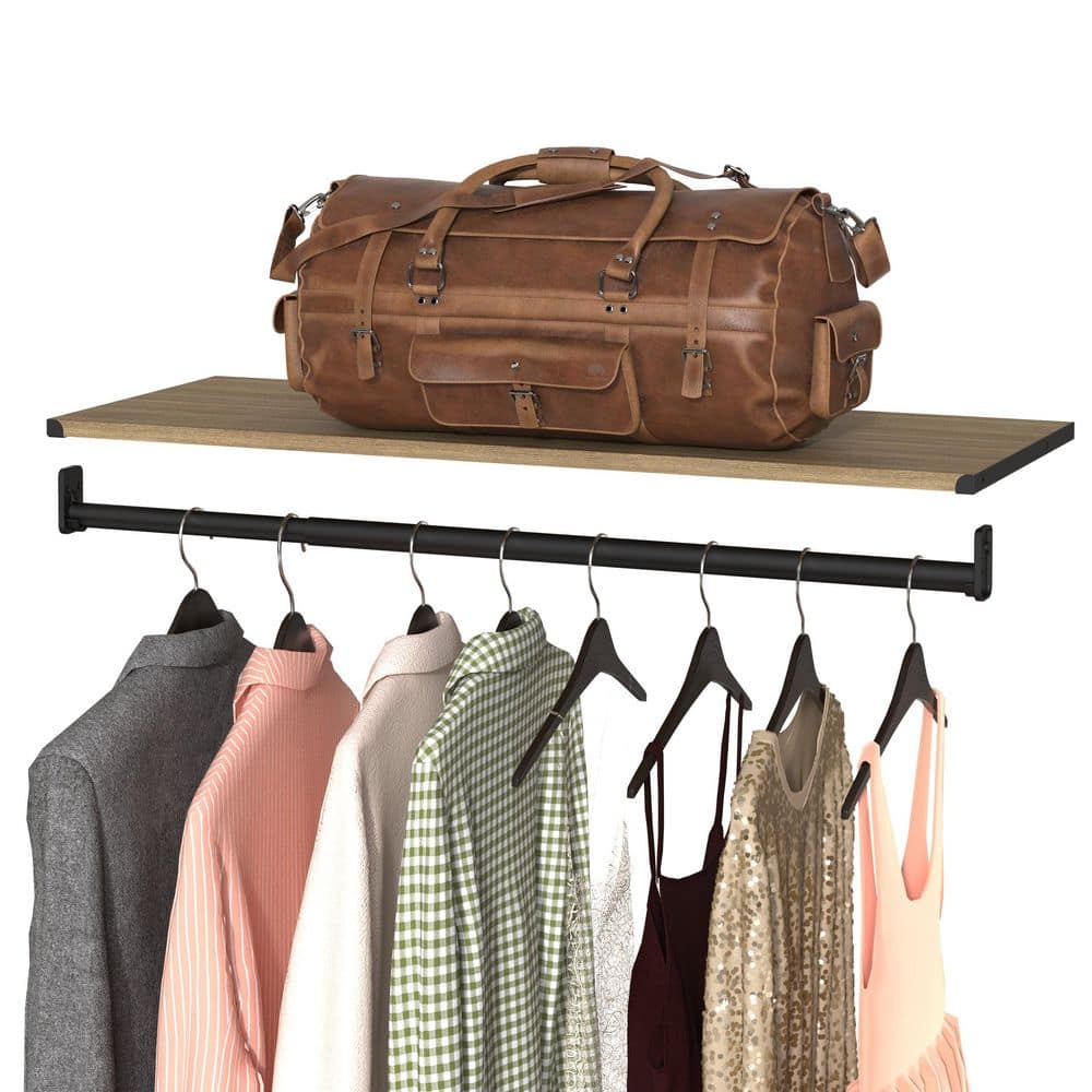 Modular Storage 36.02 in. W Sand Hang Rod and 1-Shelf Wood Closet System