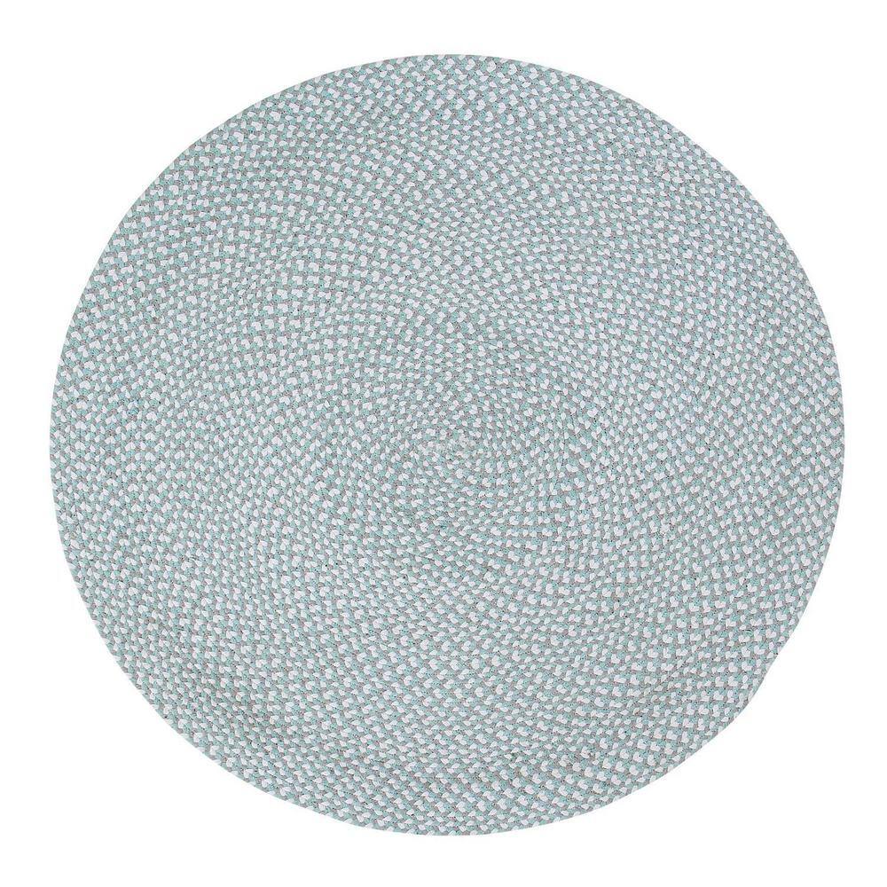 Super Area Rugs Farmhouse Braided Teal 6 ft. Round Checkered Cotton ...