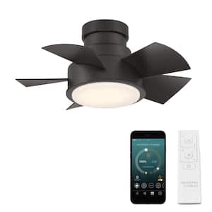 Vox 26 in. LED Indoor/Outdoor Bronze 5-Blade Smart Flush Mount Ceiling Fan with 3000K Light Kit and Remote Control