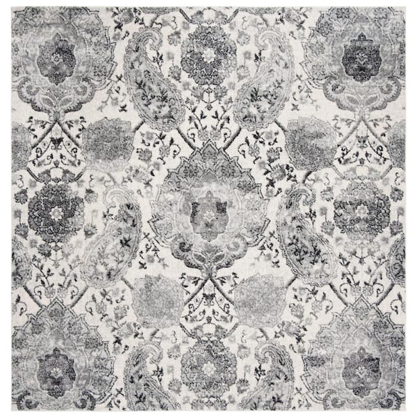 SAFAVIEH Madison Cream/Silver 7 ft. x 7 ft. Square Border Area Rug