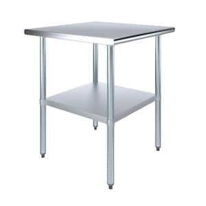 30 in. x 30 in. Stainless Steel Kitchen Utility Table with Adjustable Bottom Shelf