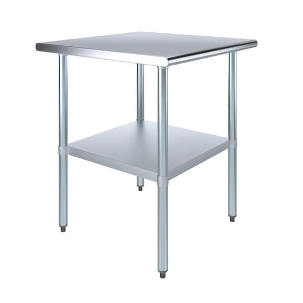 30 in. x 30 in. Stainless Steel Kitchen Utility Table with Adjustable Bottom Shelf