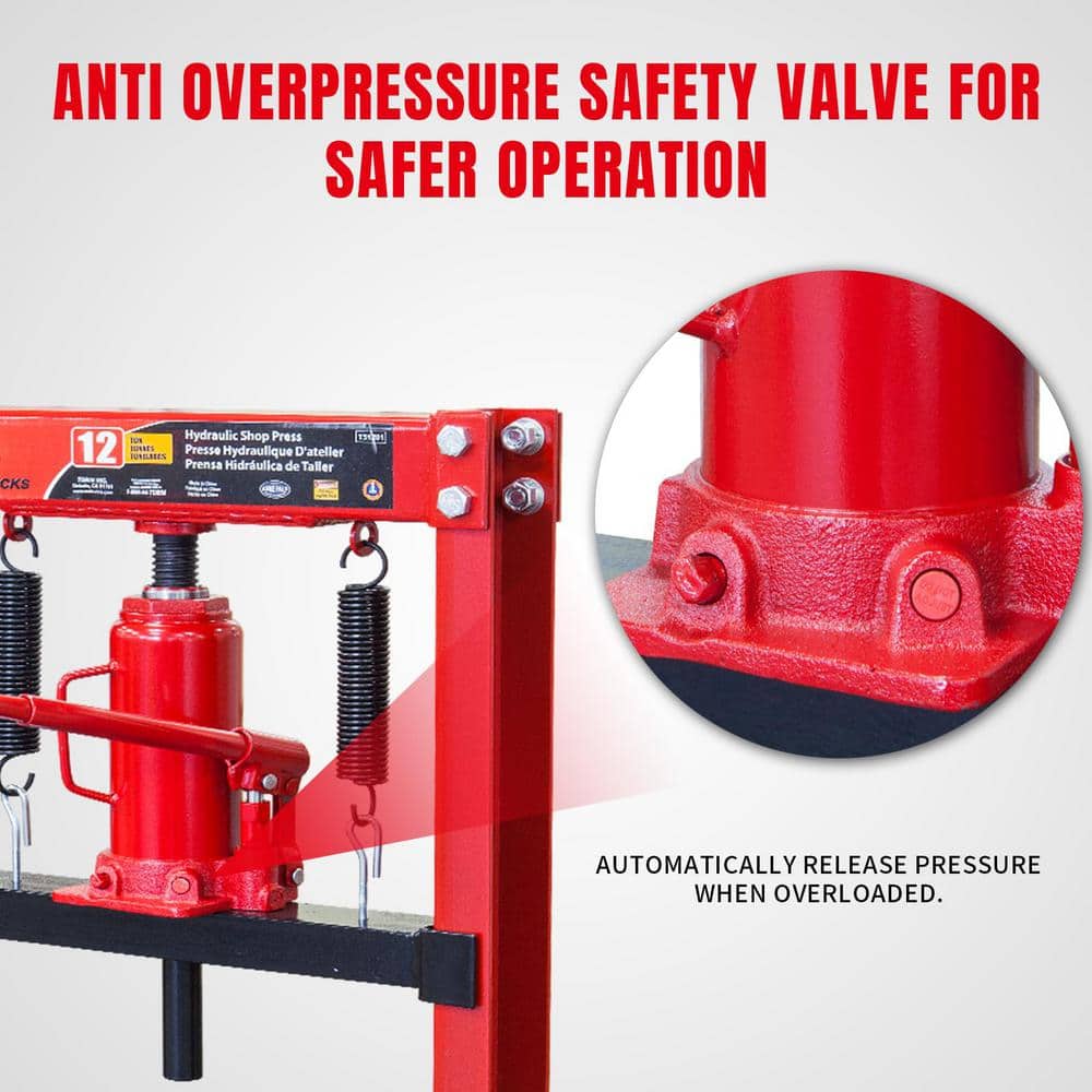 Big Red 12 Ton Heavy Duty Steel Hydraulic Shop Press