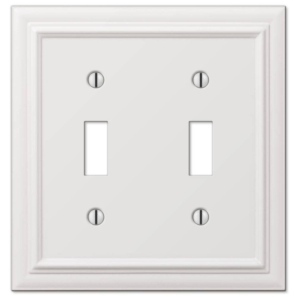 White Cast Metal 2-Gang Toggle Wall Plate