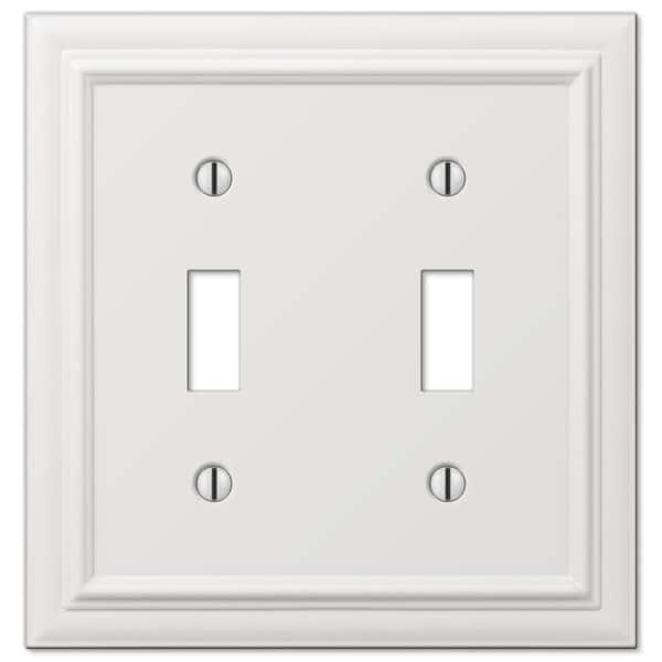 AMERELLE Continental 2 Gang Toggle Metal Wall Plate - White