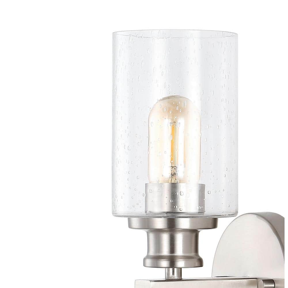 Nickel Cylinder 2-Light LED Vanity Wall Sconce