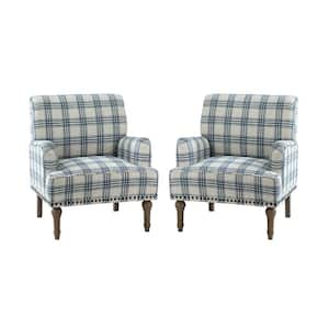 Belluno Navy Armchair with Turned Legs Set of 2
