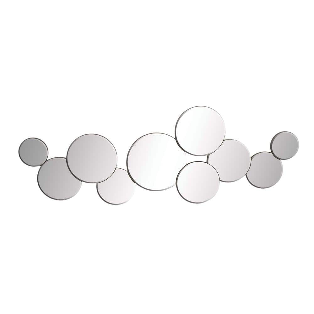 57" Silver Round Wood Cluster Wall Mirror