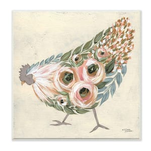 "Vintage Farm Chicken Pink Floral Body" by Michele Norman Unframed Print Animal Wall Art 12 in. x 12 in.
