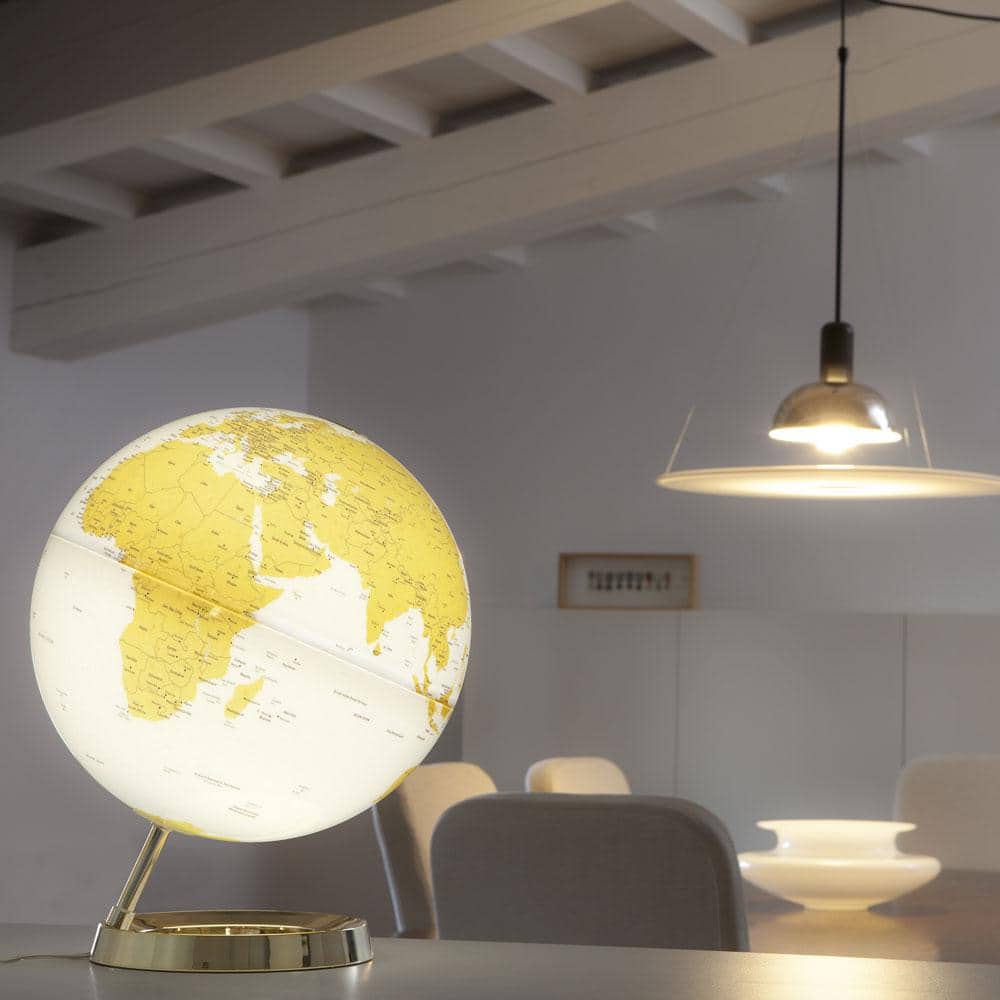 Gold and White LED Light Designer Globe with Metal Base