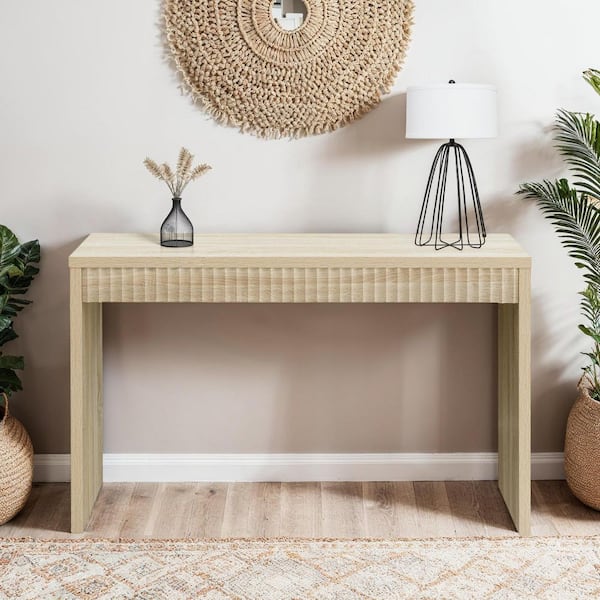 Northfield Carmel 47.5 in. Weathered White Rectangle MDF Console Table with Fluted Finish