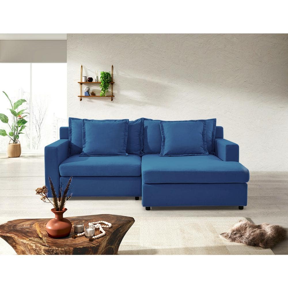84 in. Square Arm Linen Upholstered L-Shaped Chaise Sofa Oversized Deep-Seated 2-Piece Sectional Couches in. Dark Blue price history on PriceWatchPro