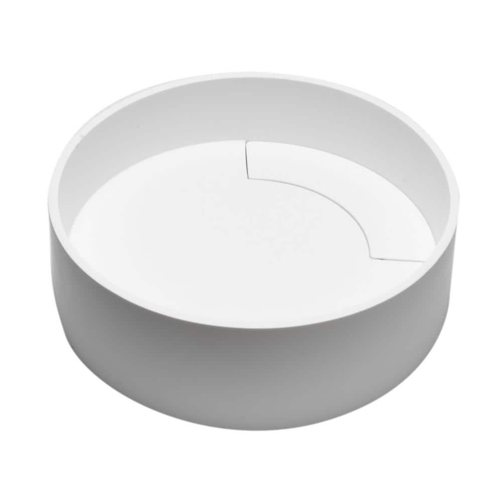 Matte White Resin Circular Bathroom Sink with Concealed Drain