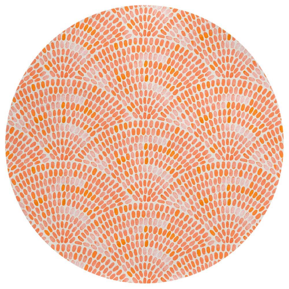 Surfside 8 ft. x 8 ft. Orange Geometric Indoor/Outdoor Area Rug