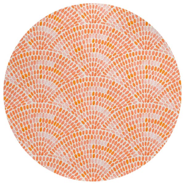 Addison Rugs Surfside 8 ft. x 8 ft. Orange Geometric Indoor/Outdoor Area Rug