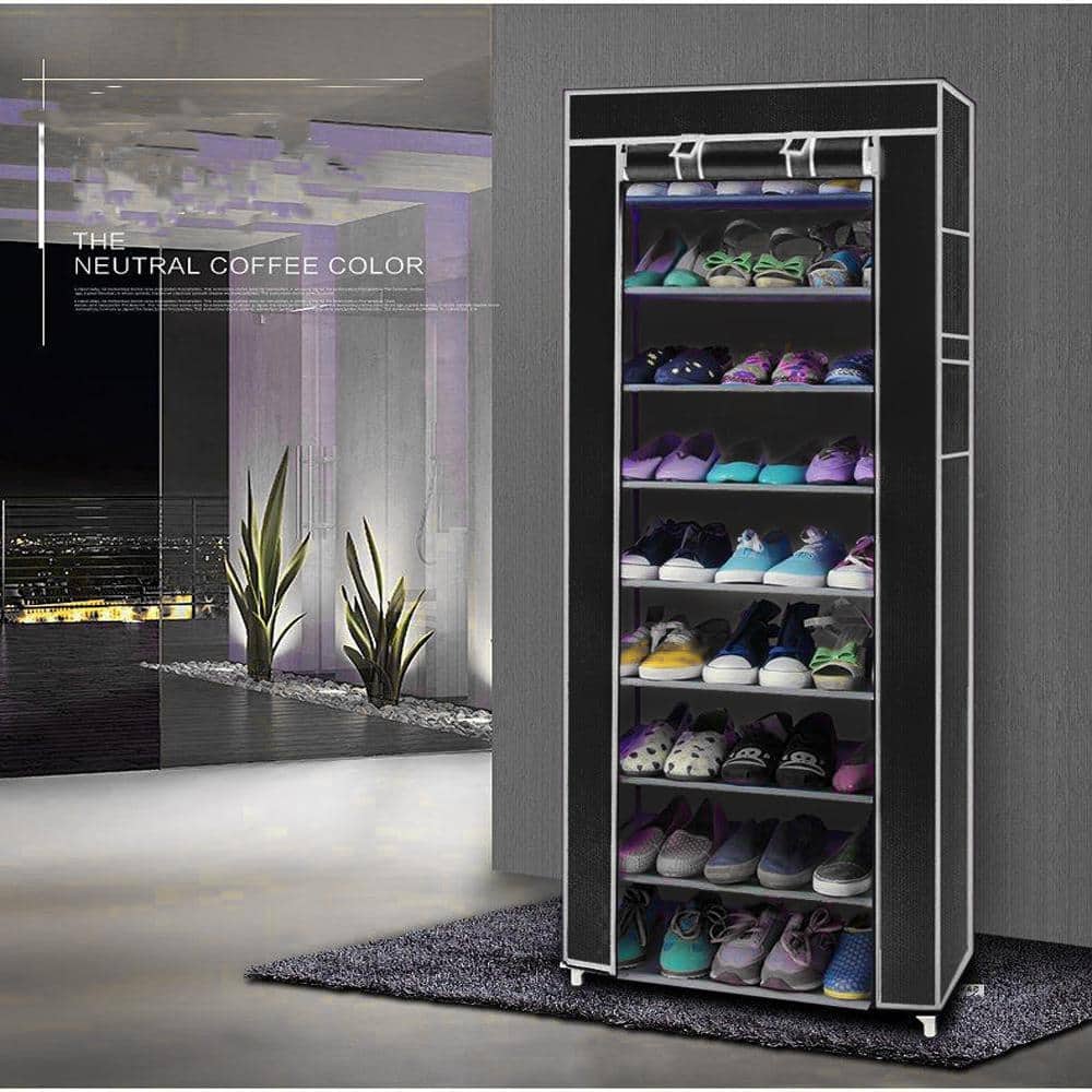 Winado 70.87-in H 12 Tier 40 Pair Black Plastic Shoe Organizer in the Shoe  Storage department at
