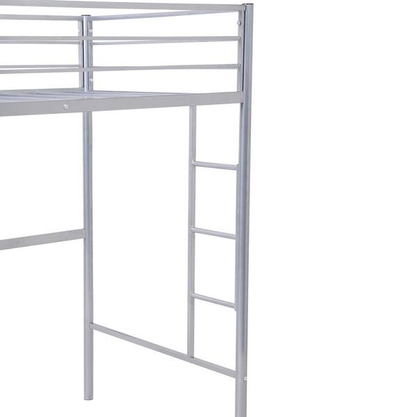 Qualfurn Silver Twin Metal Loft Bed, Ikea Metal Loft Bed With Desk Instructions