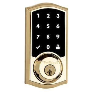 SmartCode 916 Zigbee 3.0 Touchscreen Lifetime Polished Brass Single Cylinder Keypad Electronic Deadbolt with SmartKey