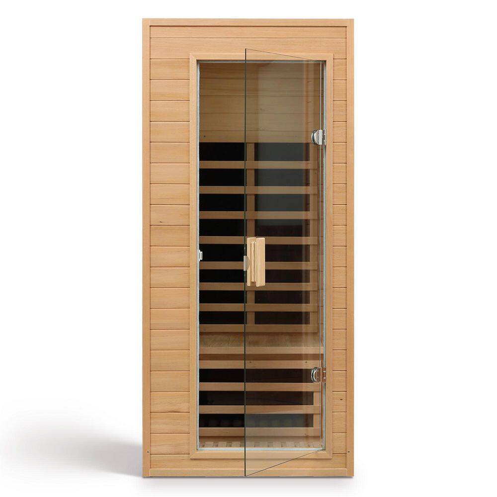 Hemlock 1-Person Far Infrared Sauna with 5-Heating Panels, LCD Display, Key Control, Bluetooth Audio, and LED Lighting