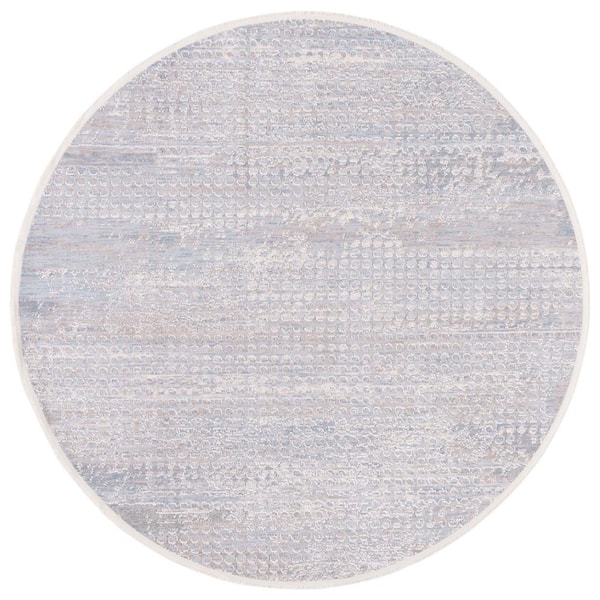 SAFAVIEH Marmara Gray/Beige/Blue 7 ft. x 7 ft. Round Abstract Gradient Area Rug