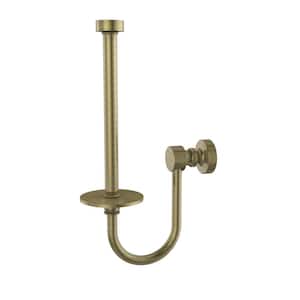 Foxtrot Collection Upright Single Post Toilet Paper Holder in Antique Brass