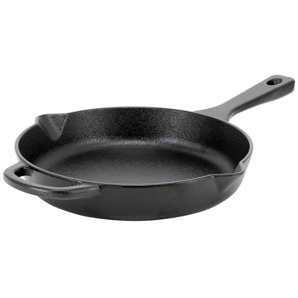 OUR TABLE 10 in. Preseasoned Round Cast Iron Skillet with Pouring Spouts 985121446M The Home Depot