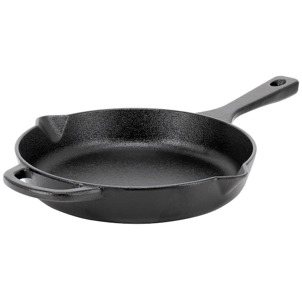 OUR TABLE 10 in. Preseasoned Round Cast Iron Skillet with Pouring ...