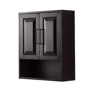 Daria 25 in. W x 9 in. D x 30 in. H Bathroom Storage Wall Cabinet in Dark Espresso with Matte Black Trim