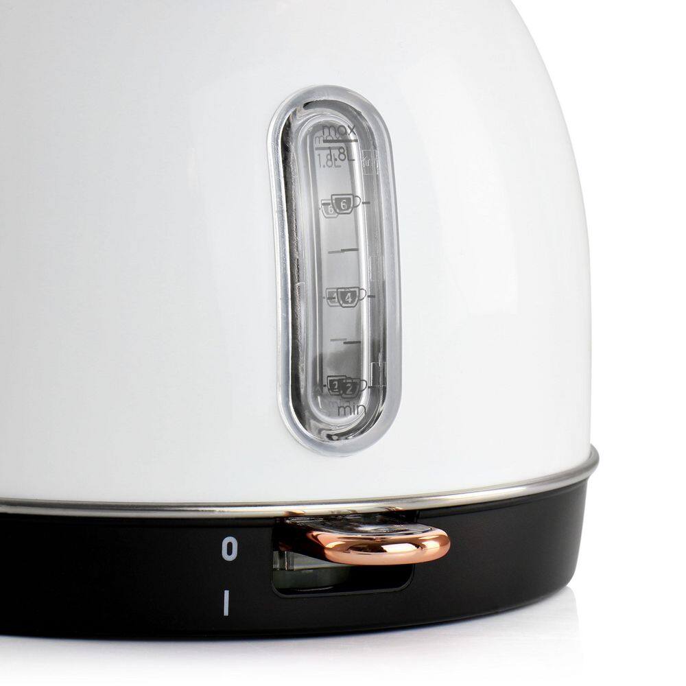 White and Rose Gold Stainless Steel Electric Tea Kettle