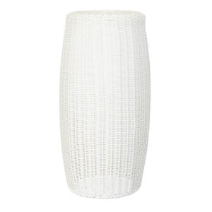 10 in. White Round Tall Resin Pedestal Side with Durable Construction and Elegant Finish End Table