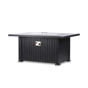 Maxwell 52 in. x 35 in. Rectangle Chat Propane Fire Pit Table in Black with Cover
