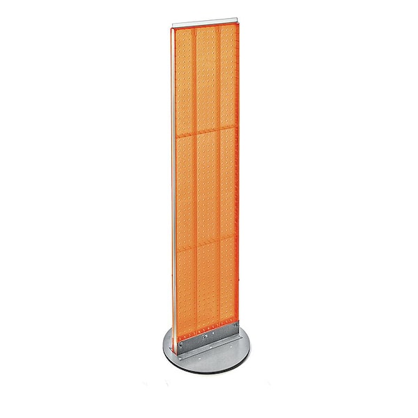 60 in. H x 13.5 in. W Styrene Pegboard Floor Display with Revolving Base in Orange (2-Piece)