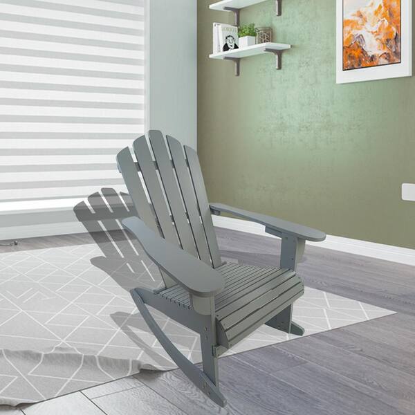 Afoxsos Outdoor or Indoor Walnut Rocking Adirondack Chair 1 Pack