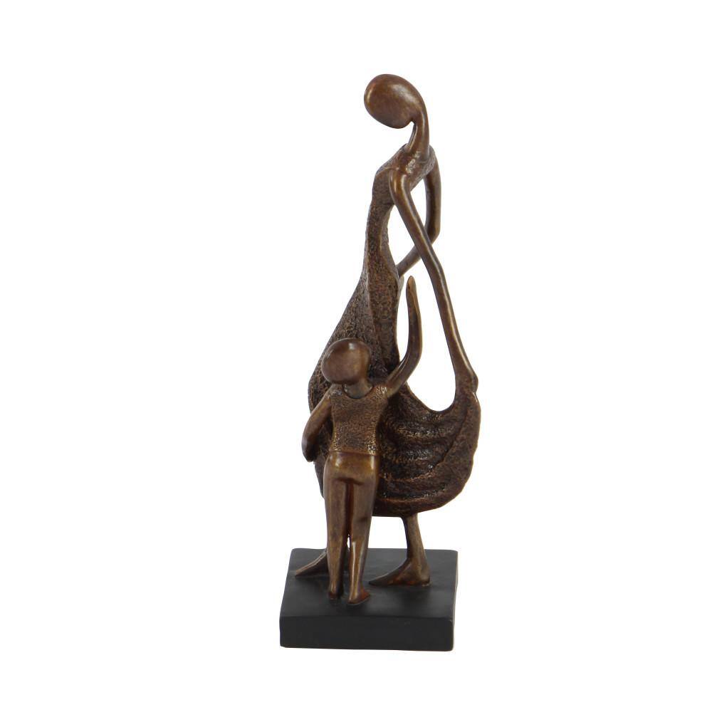 Bronze Family Sculpture with Textured Finish, 15" Tall