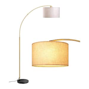 78.4 in. Golden 1-Light Arched Floor Lamp for Living Room with Beige Linen Drum Shade