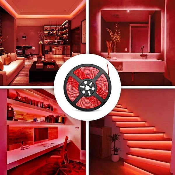 BLUEX BULBS Hardwired 32.8 ft. Red Strip Lights COLOR-STRIP-RED