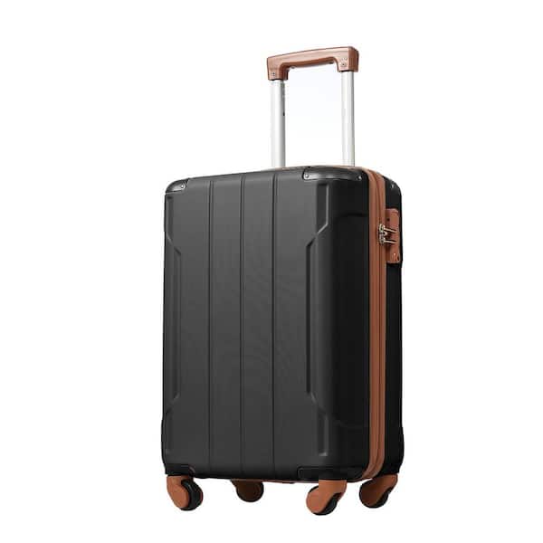 INNOBULE 1-Piece Black Brown Hardshell Lightweight Durable ABS Suitcases with TSA Lock 20 in. (Single Luggage)