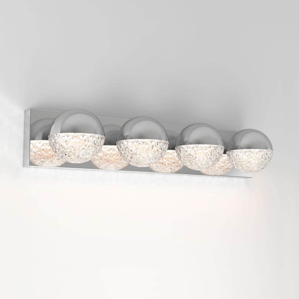 Chrome Steel Integrated LED Vanity Light Bar with Spheres