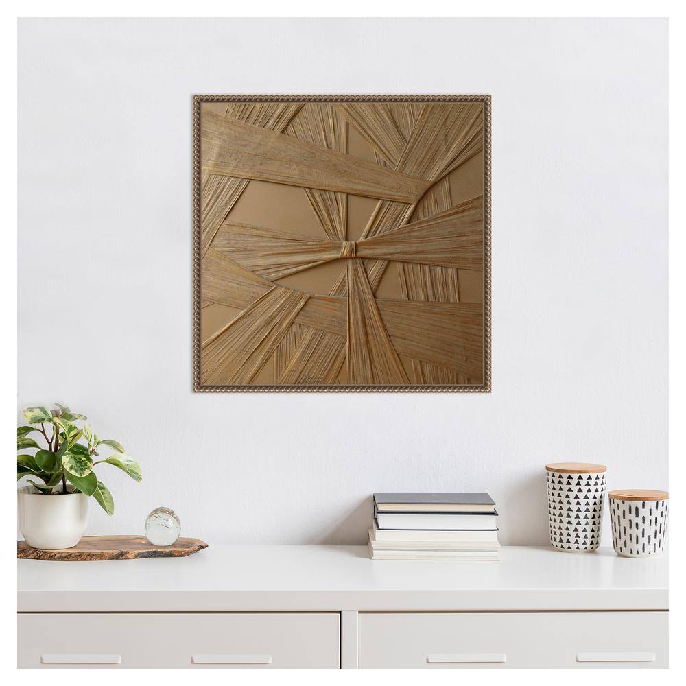 Golden Desert Abstract Canvas Art with Bronze Floater Frame