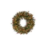 30 in. Wintry Pine Artificial Wreath with Pine Cones, Red Berries, Snow and 100 Clear Lights