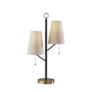 Daniel 27 in. Black with Antique Brass Accents Table Lamp