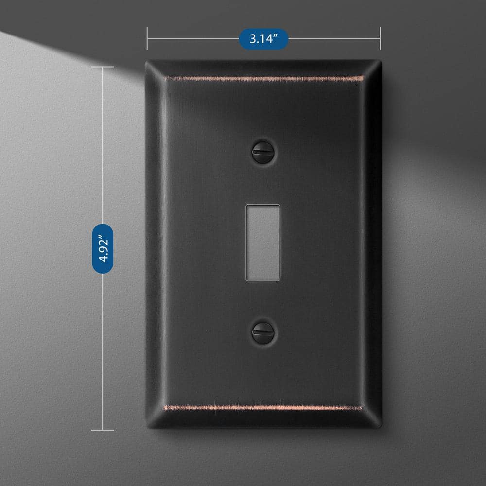 Sleeklighting 4 Pack Beveled Oil Rubbed Bronze Outlet Covers | 1 Gang Toggle