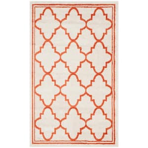 Amherst Beige/Orange Doormat 3 ft. x 4 ft. Border Multi-Trellis Area Rug